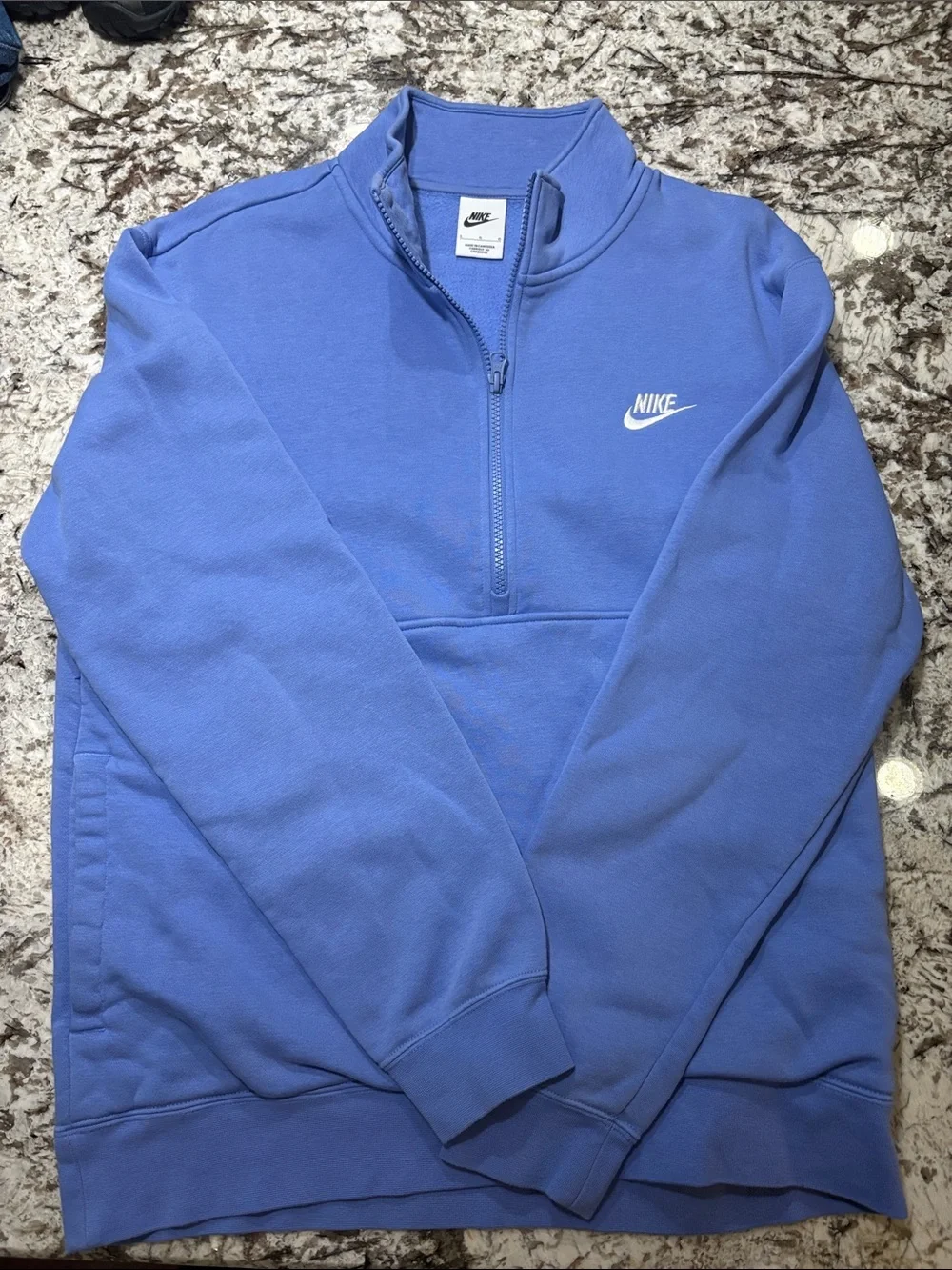 Nike Periwinkle Quarter-Zip Pullover with White Swoosh